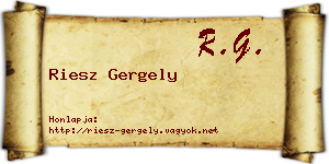 Riesz Gergely névjegykártya